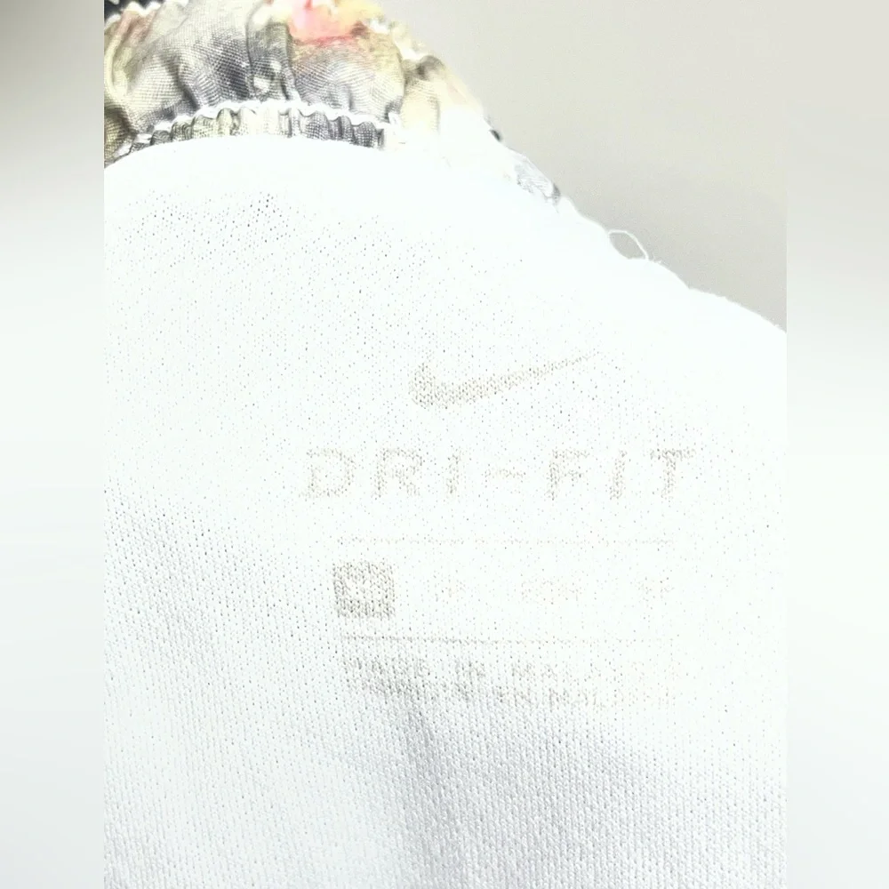 Nike Women's White Floral-Print Athletic‎ Shorts with Black Trim